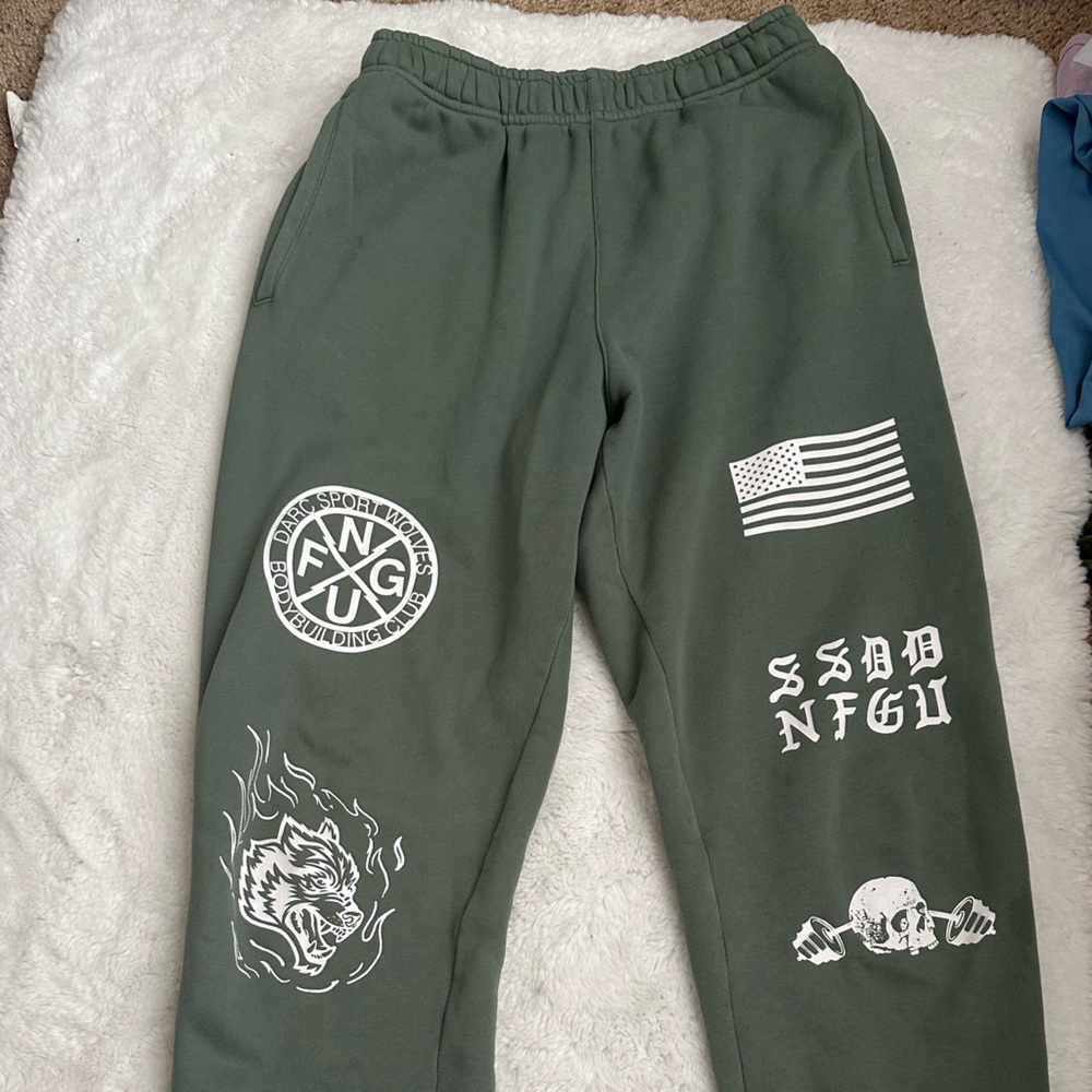 Darc Sport Green Track Pants with White Graphics